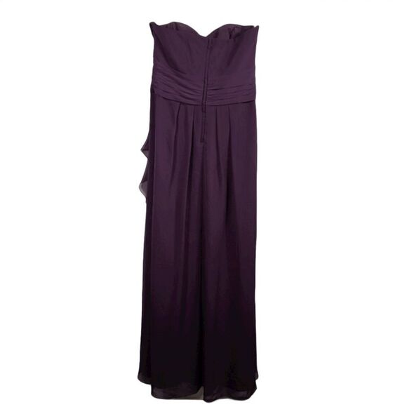 David's Bridal Purple Long Ruffle Strapless Dress - Picture 2 of 10